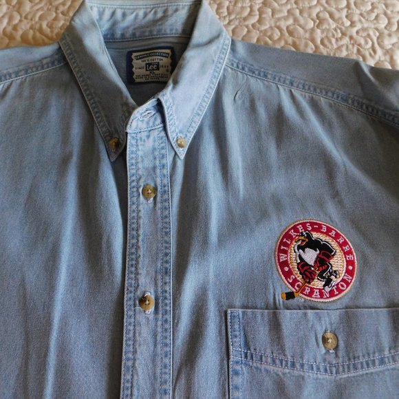 Lee Other - Vintage Lee Wilkes-Barre Scranton Penguins AHL Denim Shirt / Size XL